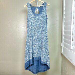 Women’s Soft Blue Patterned Sleeveless Dress Medium